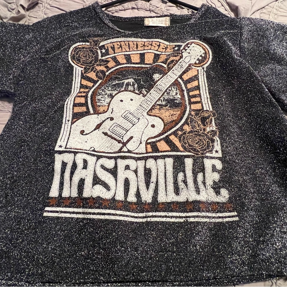 Altar'd State Black Crop Top with Nashville Graphic